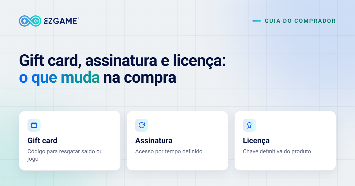 Gift card, assinatura e licença: o que muda na hora de comprar